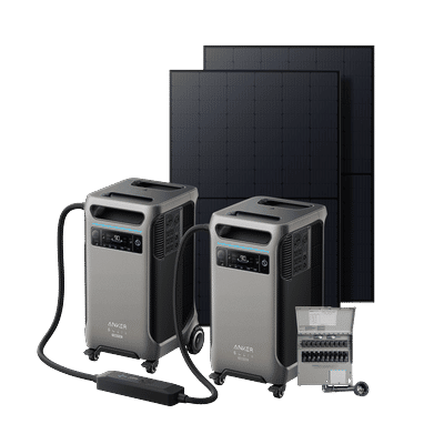 2× Anker SOLIX F3800 Plus + 10-Circuit Manual Transfer Switch + 2× 440W Rigid Solar Panel