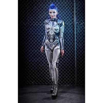 Tuta Intera Costume Cosplay Body Catsuit a Corpo Intero Teschio scheletro Robot steampunk Un Pezzo Costume Spaventoso Bambini Adulti Per donna Mascherata martedì grasso Feste Halloween Vestirsi