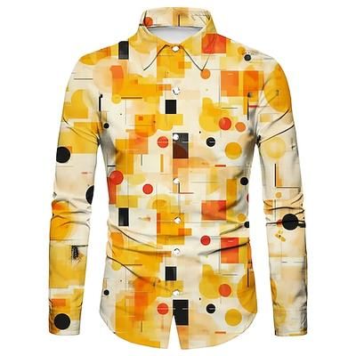 Retrò Vintage Anni '70 Camicia Disco Geometrico Psichedelico Costume Per uomo Halloween Carnevale Festival Musicale Parata dell'Orgoglio Festa a tema retrò Adulti Camicia
