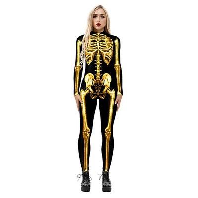 Costume Cosplay Tuta di pelle Body Teschio scheletro Un Pezzo Bambini Adulti Per donna Carnevale Mascherata martedì grasso Feste Performance Costumi di Halloween facili Vestirsi