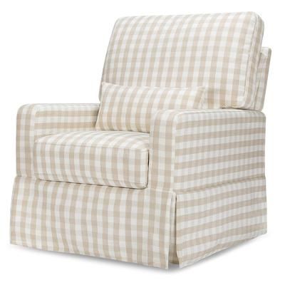 Namesake Crawford Pillowback Comfort Swivel Glider - Tan Gingham