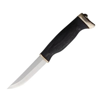 Arctic Legend Hobby Black Birch Satin Fixed Blade Knife 8.25in Overall 3.75in Satin Stainless Steel Blade Black Birch Wood Handle Black Leather Belt