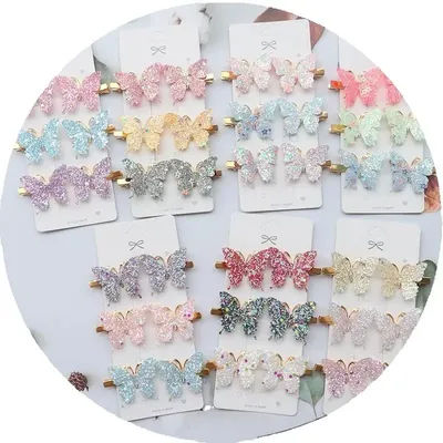 6/12Pcs Colorful Glitter Butterfly Hair Clips Girl Hairpins Barrettes Women Sweet Hair Ornament Fashion Hair Accessories