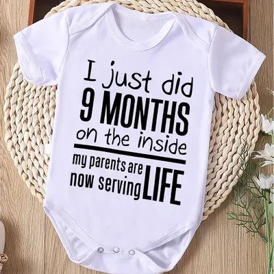Funny "I Just Did 9 Months" Letter Print Newborn Bodysuit Casual Short Sleeve Jumpsuit Infant Baby Boys Girls Outfit Baby Onesie