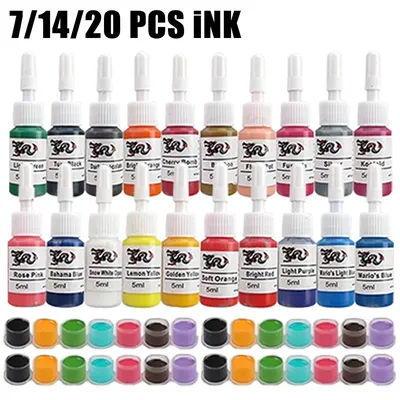 20/14/7 Body Art Tattoo Ink Natural Plant Extract Pigment Body Painting Long Lasting No Color Loss Professional 5ml Tattoo Ink