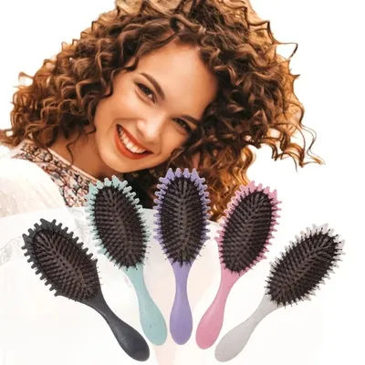 Define Edge Lift Curly Hair Brush for Curly Hair Wet Wavy Hair Brush Reduce Pulling – Curl Comb Ergonomic Plant Fiber Handle