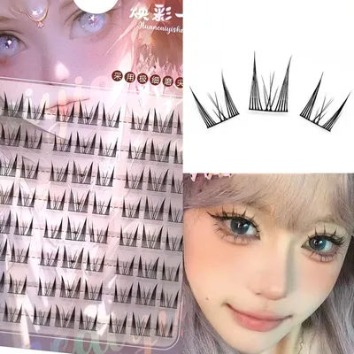 Lazy Cat Series Elf Large Capacity Eyelash Book Natural Long Curled Thin Stem Segmented False Eyelashes Devil Manga Lashes
