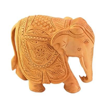 Wood sculpture, 'Majestic Elephant' (large)