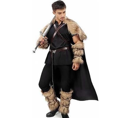 Retrò Vintage Medievale Rinascimento Abiti Costume in pelliccia sintetica Guerriero Vichingo Costume Per uomo Vichingo Halloween Carnevale Performance Feste LARP Adulti Scialle Scaldamuscoli