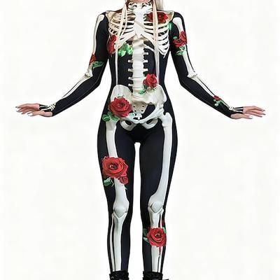teschio scheletro teschio di zucchero tuta Halloween costumi di gruppo coppie tuta intera costume spaventoso uomo donna ragazzo bambino adulto performance festa club Halloween carnevale giorno dei