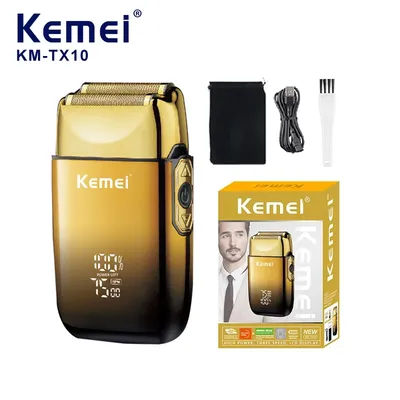 Kemei KM-TX10 Electric Shaver Beard Trimmer Man Rechargeable Dry Wet Shaver Machine Reciprocating Safety Razor Blade Replacement