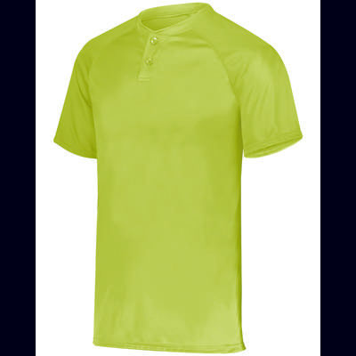 Augusta Sportswear AG1565 Athletic Attain Wicking Two-Button Baseball Jersey T-Shirt in Lime size Medium | Polyester 1565