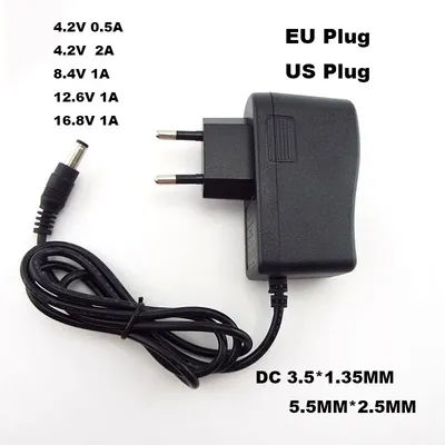 AC 100-240V DC 4.2V 8.4V 12.6V 16.8V 1A 1000MA Power Supply Adapter 8.4 12.6 16.8 V Volt Charger for 18650 Lithium Battery D2