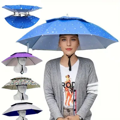 Chapeau parapluie de pluie pliable, pare-soleil imperméable, couvre-chef de pêche, chapeaux de tête de plage, Double couche, Protection UV, Protection solaire