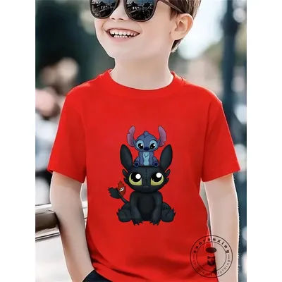 2025 Toothless Boys, Children's T-shirts, Girls' T-shirts, Children's Short-sleeved Tops, 2024 Summer Girls' Tops for Children