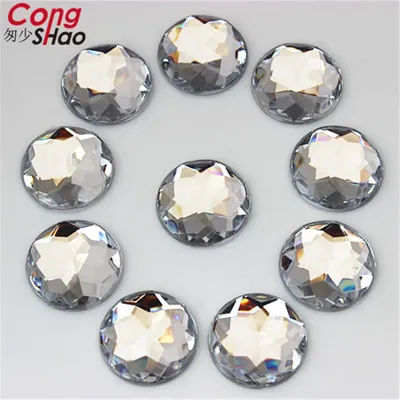 8/10/12/14/16/18/20/22/25/30mm Clear Flatback Acrylic Round Rhinestone Stones And Crystals Costume Craft Accessories WC492