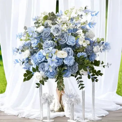 60CM Blue Artificial Green Plant Flower Ball Wedding Table Decoration Floral Arrangement Stage Background Placement