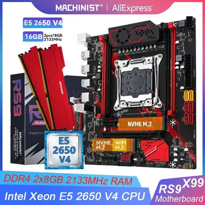 MACHINIST RS9 X99 Motherboard Kit set Intel LGA2011-3 Xeon E5 2650 V4 processor 2x8gb DDR4 RAM Memory Dual NVME M.2 four Channel