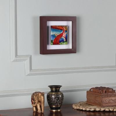 'Abstract Nature-Inspired Vitreous Enamel on Copper Wall Art'