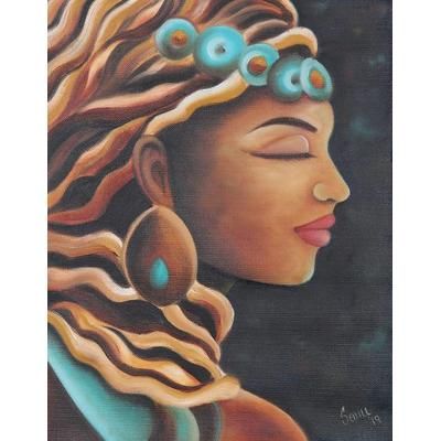 Egyptian Queen,'Signed Unstretched Impressionist Painting of Egyptian Woman'