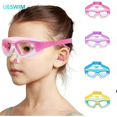 Lunettes de natation haute définition pour enfants, pour garçons et filles, Anti-buée, à grande monture, confortables en silice