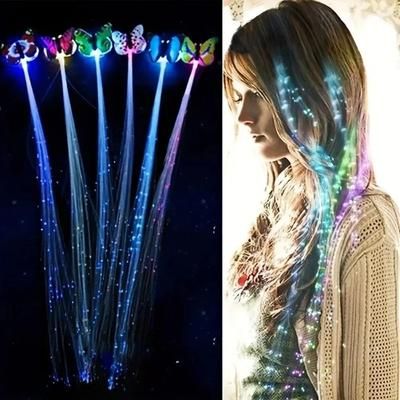 LED Butterfly Hair Clips, Colorful Braids Wig For Women Party & Festival Styles LED Butterfly Hair Clips, Colorful Braids Wig For Women Party & Festival Styles