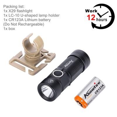 360 Swivel U Ring Clip XPG LED Mini Flashlight | 12 Hour Outdoor Torch With C123A Battery X29LC10KhakiCR123A