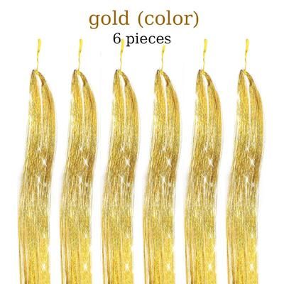 48 Inch Fairy Hair Tinsel Kit 1200 Sparkling Hair Extensions In 12 Colors gold 36 Inches