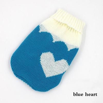 Christmas Cat Dog Sweater: Warm Winter Clothes For Small Dogs Chihuahua, Yorkies, Puppies Color: Blue Heart L
