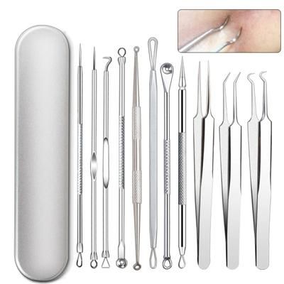 11Pcs Stainless Steel Blackhead Removal Kit Acne Black Dots Head Pore Cleaning Remover Needles 11Pcs Stainless Steel Blackhead Removal Kit Acne Black Dots Head Pore Cleaning Remover Needles