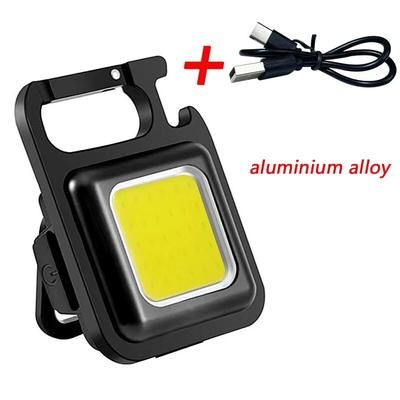 Multifunctional Mini LED Work Light: Portable Pocket Flashlight Keychain USB Rechargeable Outdoor Camping Essential aluminium Alloy