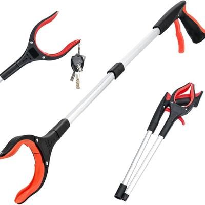 Foldable Grabber With 360 Swivel Clip Orange