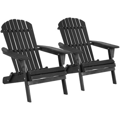 All Weather Folding Adirondack Chair, Fire Pit Lounge Seating, Easy Assembly 2 Set