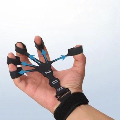 Premium Silicone Finger Trainer Hand Grip Strengthener & Exercise Tool black