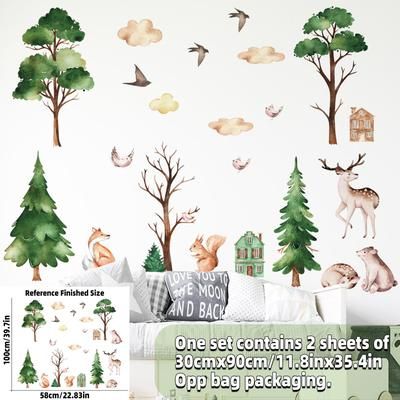 Safari Jungle Woodland Animals Wall Decals For Nursery Kids Bedroom Decor Woodlan Animals B
