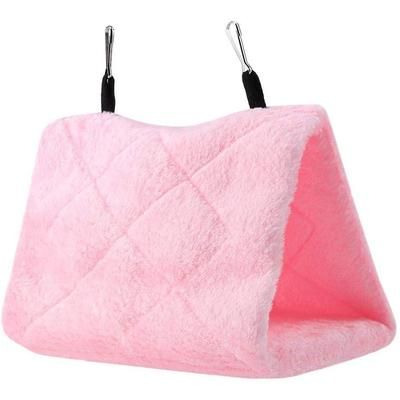 Soft & Warm Plush Parrot Hanging Cave Swing Toy: Cozy Nest For Pet Birds Pink
