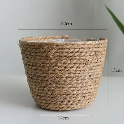 Straw Weaving Flower Plant Pot Basket Indoor & Outdoor Planter For Plantable Plants Primary Color M