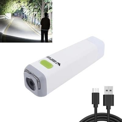 Powerful Mini LED Flashlight Power Bank: Waterproof Ultra Bright Torch Lamp USB Rechargeable For Outdoor Camping White A(12X3.5cm) USB Charging