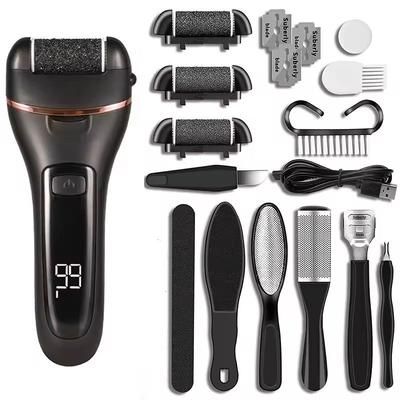 Electric Foot File Callus Remover Rechargeable Pedicure Tool black set