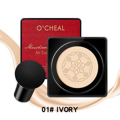 Mushroom Head BB Cream Foundation, Long Lasting Concealer Cushion For Flawless Face Makeup ivory Red