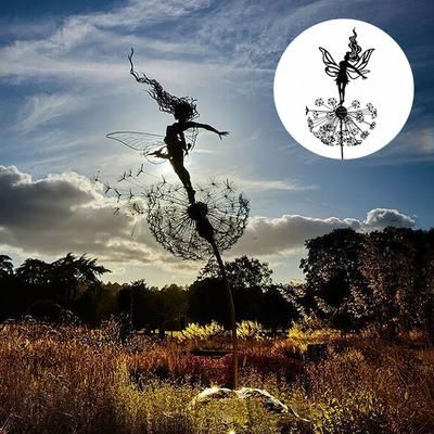 Enchanting Fairy Steel Sculptures, Weatherproof Fairy Metal Garden Stake For Magical Outdoors Standing Fairy