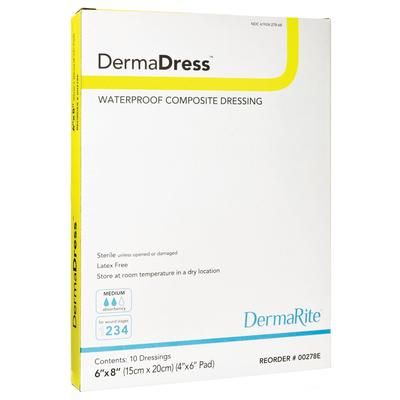 DermaDress Composite Dressing 6 X 8 Inch Rectangle Sterile Waterproof Film Backing (727078_BX)