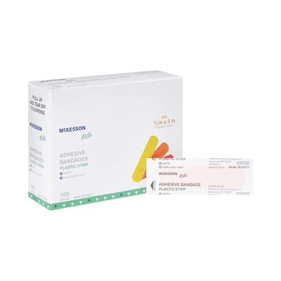 McKesson Kids Adhesive Strip 3/4 X 3 Inch Plastic Rectangle Neon Sterile (1055592_BX)
