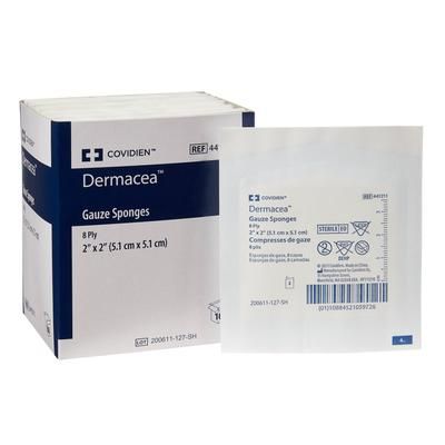 Dermacea Gauze Sponge 2 X 2 Inch 8-Ply Sterile 10 per Pack (1121148_BX)