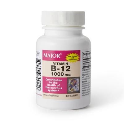 Major Vitamin Supplement Vitamin B12 1,000 mcg Strength Tablet 130 per Bottle (1137786_BT)