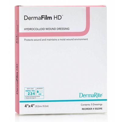 DermaFilm HD Hydrocolloid Dressing Film Backing 4 X 4 Inch Square Hydrocolloid / Film (584130_BX)