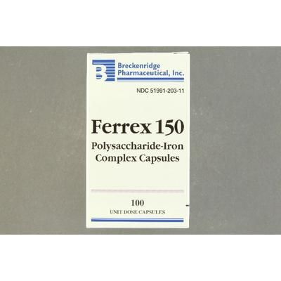 Ferrex Mineral Supplement Polysaccharide / Iron 150 mg Strength Capsule 100 per Box (632230_BT)
