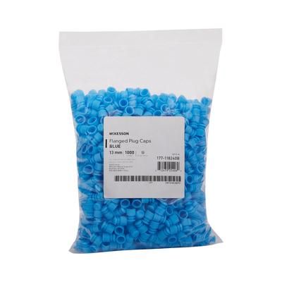 McKesson Tube Closure Polyethylene Flanged Plug Cap Blue 13 mm For Use with 13 mm Blood Drawing Tubes, Glass Test Tubes, Plastic Culture Tubes NonSter
