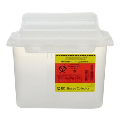 BD Sharps Container Translucent White Base 12 H X 12 W X 4-4/5 D Inch Horizontal Entry 1.35 Gallon (367439_CS)