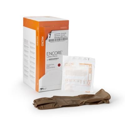 ENCORE Latex Micro Surgical Glove Size 7 Sterile Latex Standard Cuff Length Micro-Textured Brown Chemo Tested (362177_BX)